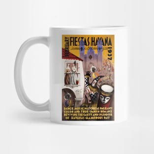 Vintage Travel Poster Cuba Fiestas Havana 1937 Mug